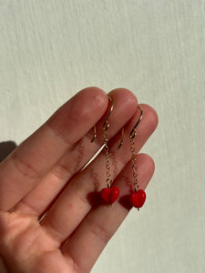 Simple chain heart earrings- ready to ship