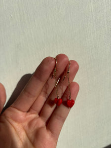 Heart cable chain earrings- ready to ship