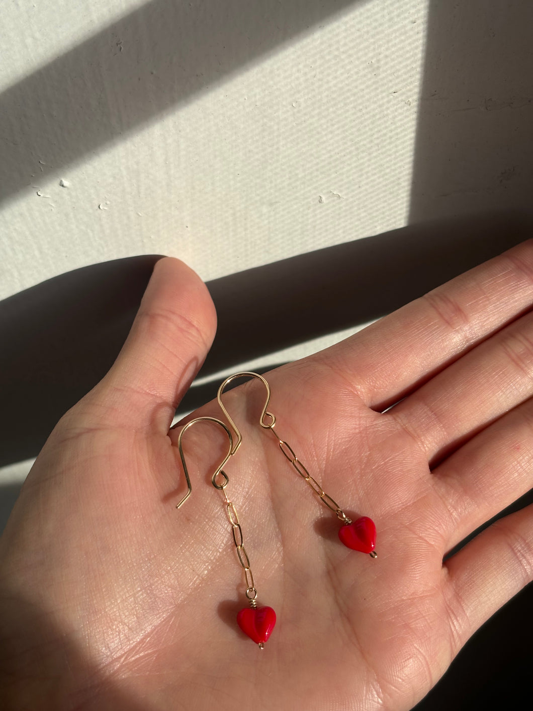 Heart cable chain earrings- ready to ship