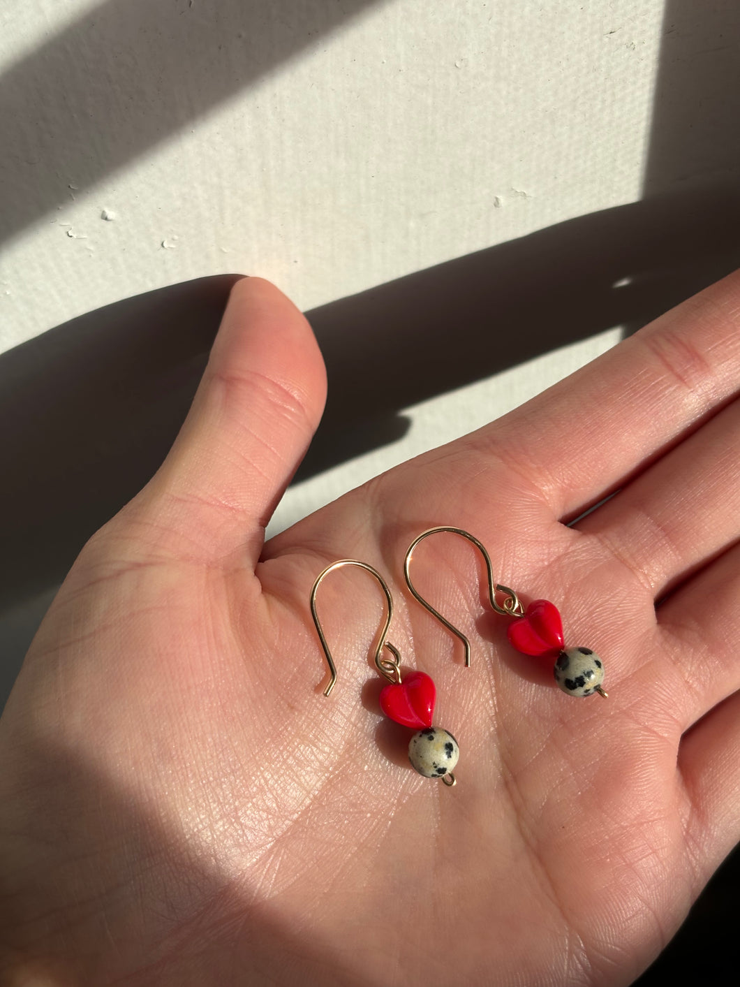 Heart jasper earrings- ready to ship