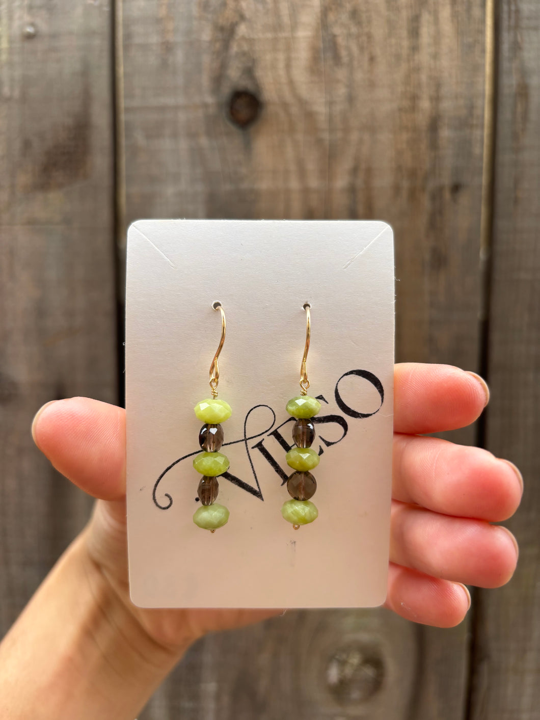 Green and brown earrings- ready to ship