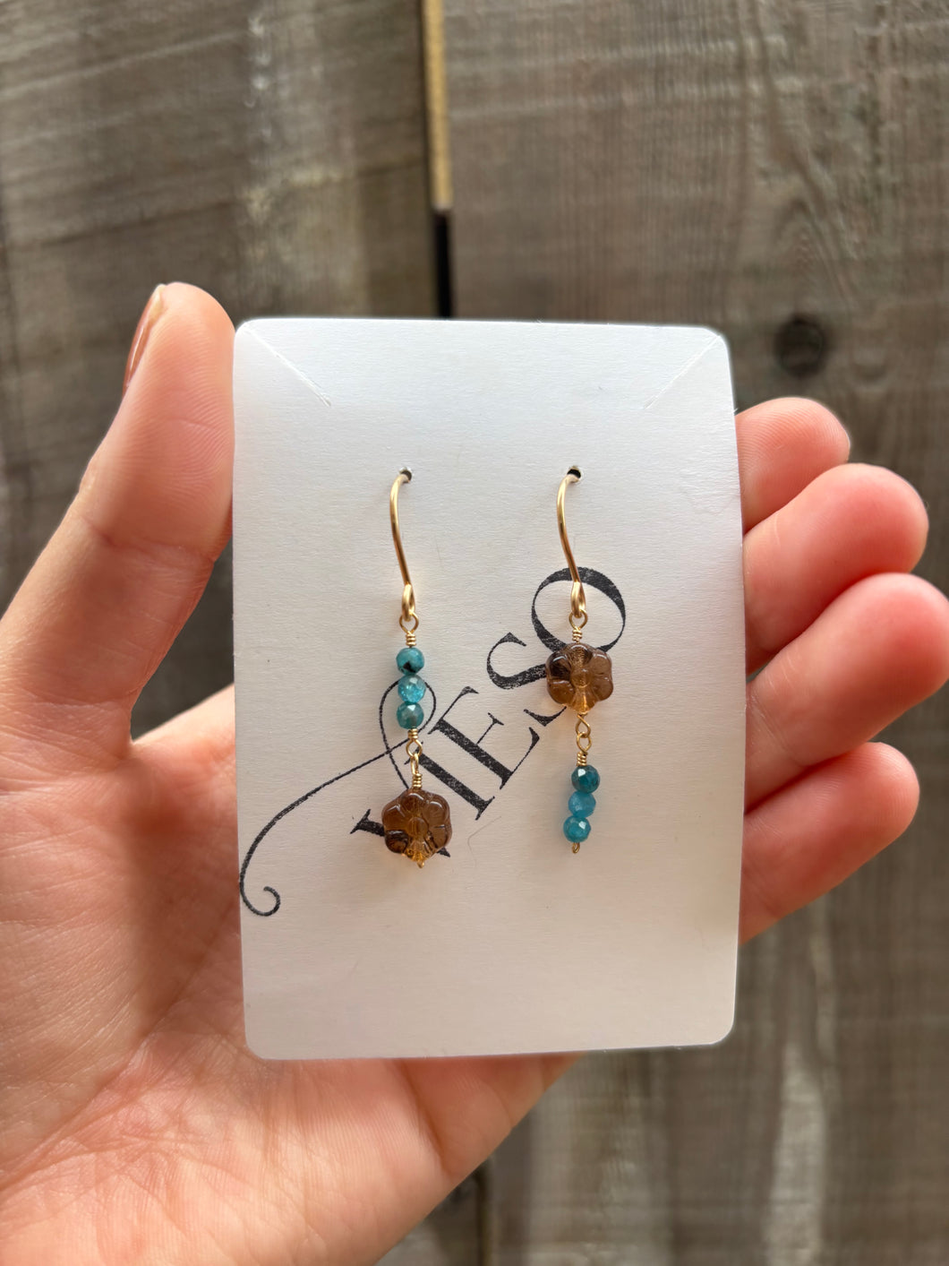 Asymmetrical flower earrings- ready to ship