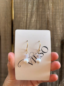 Pearl earrings with Czech glass- ready to ship
