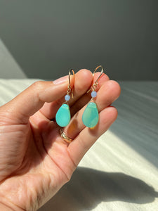 Short turquoise teardrop earrings- ready to ship