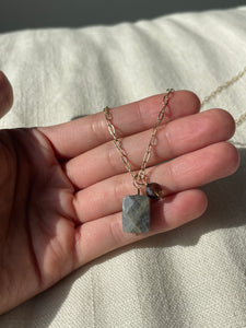 Labradorite and smoky quartz necklace- ready to ship