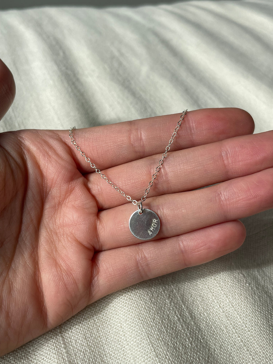 Amor stamped necklace- ready to ship